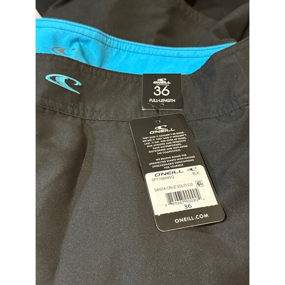 O’Neill Black Santa Cruz Solid 2.0 Swim Trunks Shorts Boardshorts 36 NWT - Picture 6 of 7